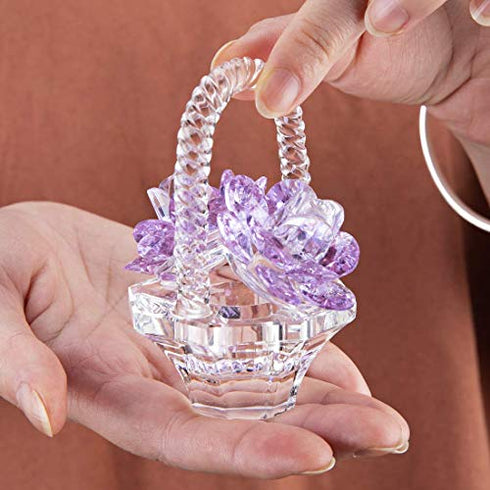Crystal Flower Basket Figurine Collectable Ornament